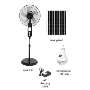 TiLECC 16 Inches AC/DC Solar Rechargeable Fan + 25W Panel & A Bulb