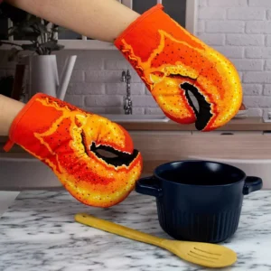 Lobster Claw Oven Mitts Long Cotton Baking Insulation Gloves Microwave Heat Resistant Non-Slip Home Kitchen Gloves