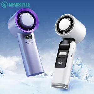 Outdoor Handheld Cold Compress Fan 3600mAh Quite High-speed Cold Air USB Rechargeable Mini Turbo Fan with Lanyard Portable Fan