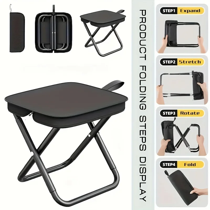 Portable multifunctional outdoor picnic camping folding chair, ultra light fishing stool, travel stool, fishing accessories - Image 4