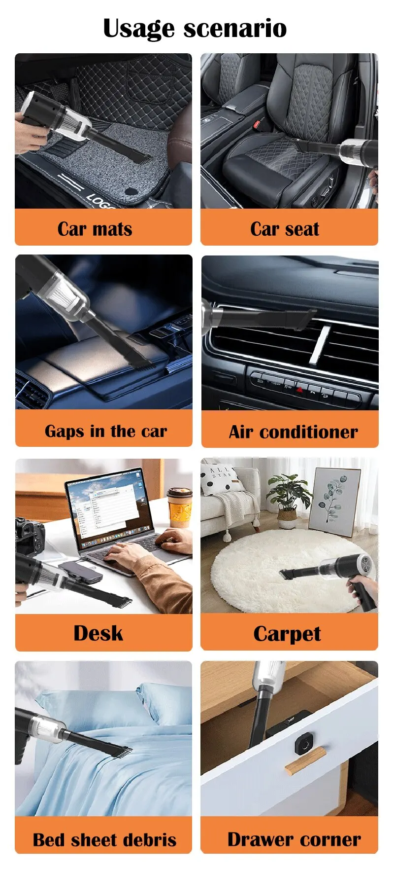 9000Pa Wireless Car Vacuum Cleaner USB Charging 1200mAh Portable Cleaning Appliance Mini Wet and Dry Vacuum Cleaner Household - Image 12