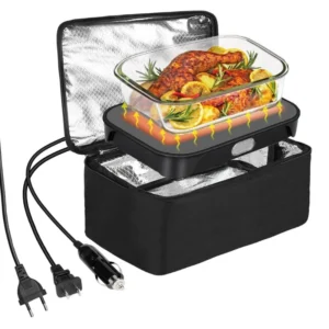 Dual Use Car Office 80W Quick Heating Electric Heated Bag 12V 24V 220V 110V Portable Picnic Lunch Box Warmer Heater Mini Oven
