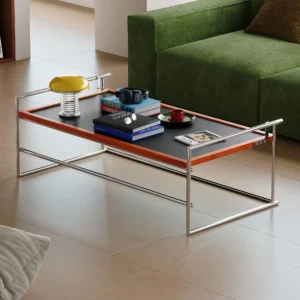 Nordic Light Luxury Multifunctional Coffee Table Living Room Small Apartment Retro Solid Wood Stainless Steel Tea Table