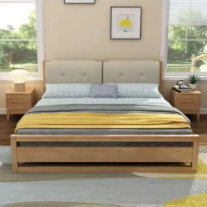 ！@2025 Modern Queen King Size Bed Frame Modern Bedroom Sets Furniture Solid Wooden Upholstered Bed With Lift Gas Storage
