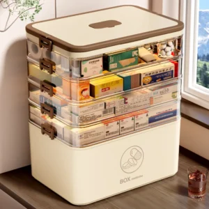 Movable Home Storage Box, Available in 3, 4, or 5 Layers, Stackable Office Stationery Storage Organizer - with Lids Design, Suitable for Storing Documents, Pens, Pencils, Sewing Supplies, Transparent Material, Storage Box, Furniture Storage Box