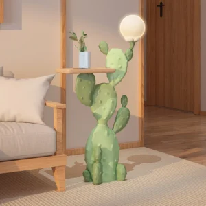 Large Modern Dopamine Cactus Floor Lamp Dual-Sided Sofa Side Table Unique Living Room Decor Safe Material Home Lighting