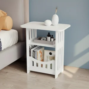Modern Nordic Storage Side Table Small Coffee Table Bedside Cabinet Mini End Table Nightstand for Living Room Bedroom Furniture