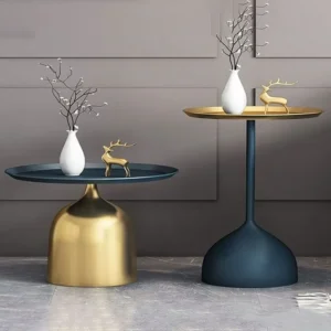 Nordic Creative Small Coffee Table Living Room Sofa Side Table Wrought Iron Golden Small Round Table Wrought Iron Corner Tables