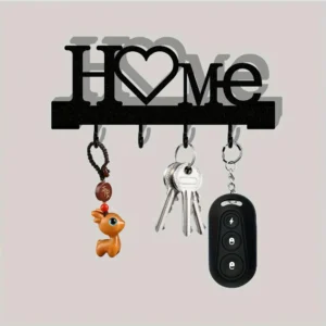 "Home Love" Shaped Key Holder with Hooks - No-Drill Wall Mount, Metal Organizer for Living Room Decor,Key Rack | Key Hanger Wall