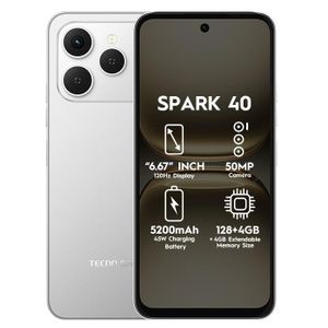 Tecno Spark 40 6.67" 4GB RAM/128GB ROM Android 15 - Titanium grey
