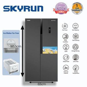 Skyrun 450 Litres Side By Side No Frost Fridge (BCD-450W) - Gray