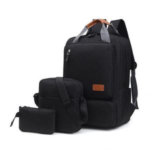 EiFESS 3pcs Backpack Set Laptop Backpack Shoulder Bag Small Pocket Black