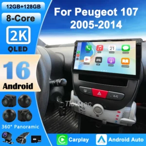 Car Radio Android 16 4G+WIFI Carplay For Peugeot 107 Citroen C1 Toyota Aygo 2005-2014 Multimedia Video Players CarPlay 2 din dvd