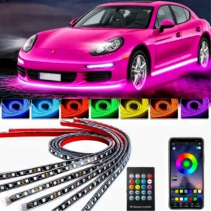 Car Underglow LED Strip Lights RGB Neon Underbody Light APP Remote Control Dream Color Auto Exterior Decorative Atmosphere Lamp