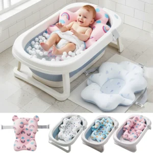 Baby Shower Bath Tub Pad Non-Slip Bathtub Mat Newborn Safe Security Bath Support Cushion Suspension Soft Pillow Care Accessories