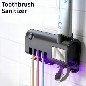 3-in-1 Electric Toothbrush Holder with Blue Light Disinfection And Toothpaste Dispenser Wall-Mounted No-Drill USB Charging