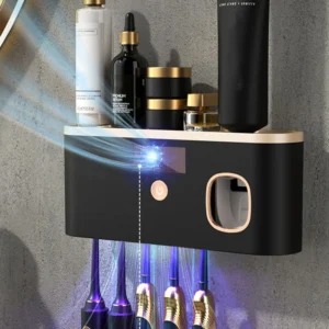 UV Toothbrush Holder Wall Mount Multifunctional Toothpaste Squeezer Storage Rack Toilet Toothpaste Shelf Bathroom Accessories